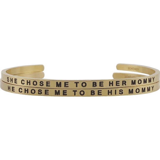 Women's "They Chose Me to Be Their Mommy" Bracelet, Gold - Bracelets - 3