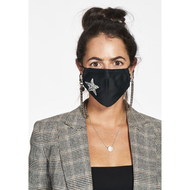 Nikki Mini Face Mask Chain Strap, Silver - Face Masks - 5