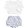 Linen Double Button Shirt & Shorts Gift Set, Pale Blue Gingham - Mixed Apparel Set - 1 - thumbnail