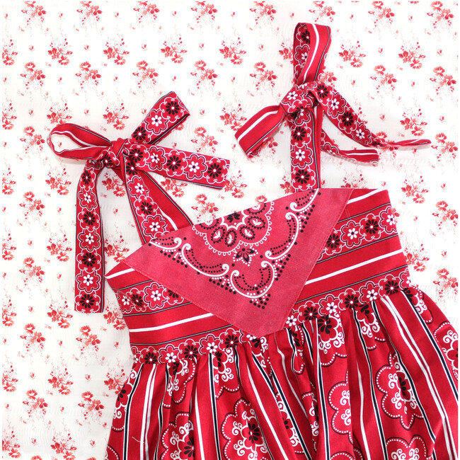Vintage Bandana Handkerchief Dress, Parisienne Red Paisley - Dresses - 3