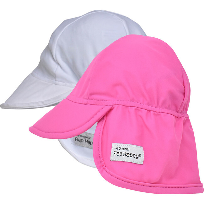 Swim Flap Hat 2 Pack, White & Azalea Pink