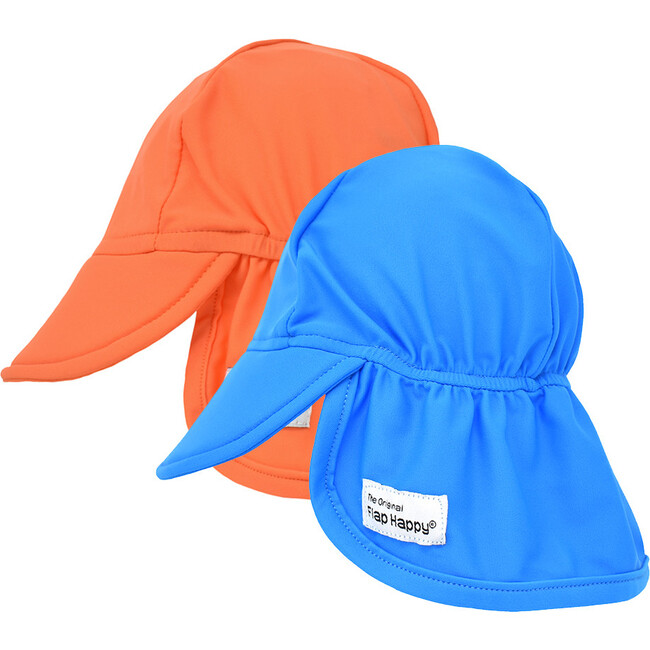 Swim Flap Hat 2 Pack, Ocean & Orange - Hats - 1