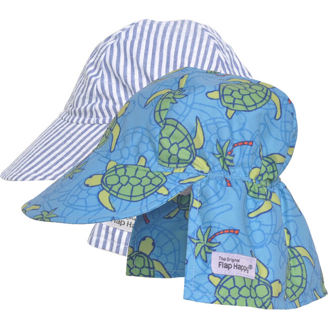 Original Flap Hat 2 Pack, Turtle Island & Chambray Stripe Seersucker - Hats - 1