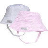 Bucket Hat 2 Pack, Pink Stripe Seersucker & White - Hats - 1 - thumbnail