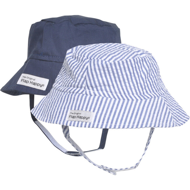 Bucket Hat 2 Pack, Chambray Stripe Seersucker & Navy - Hats - 1