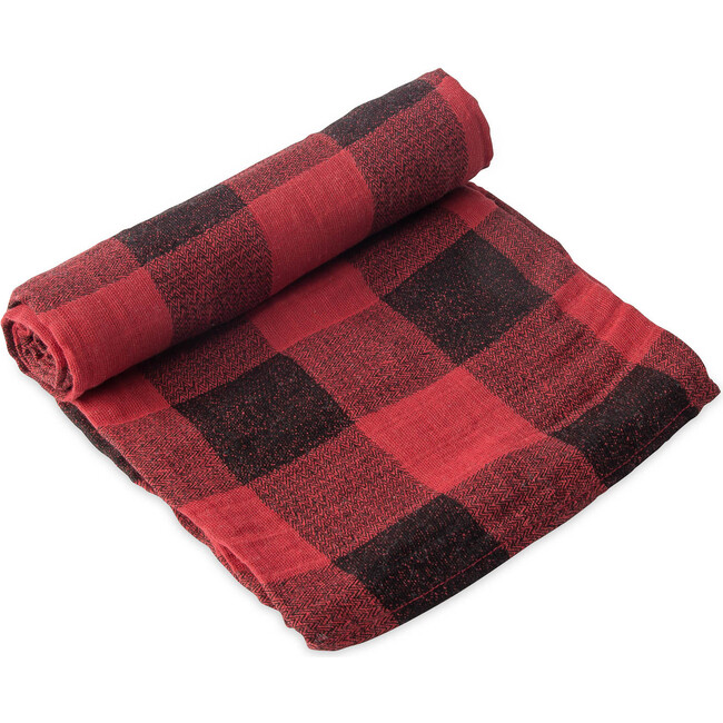 Cotton Muslin Swaddle Blanket , Red Plaid
