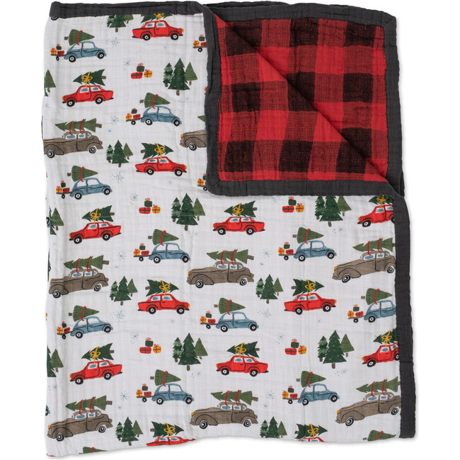 Cotton Muslin Big Kid Throw Quilt, Holiday Haul - Quilts - 1