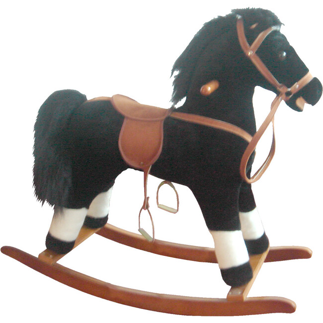 Plush Pinto Rocking Horse, Black - Ride-On - 1