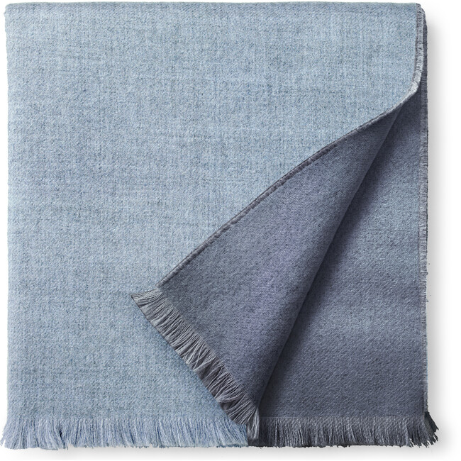 Double-Sided Baby Alpaca Throw Blanket, Heather/Charcoal Blue - Throws - 1