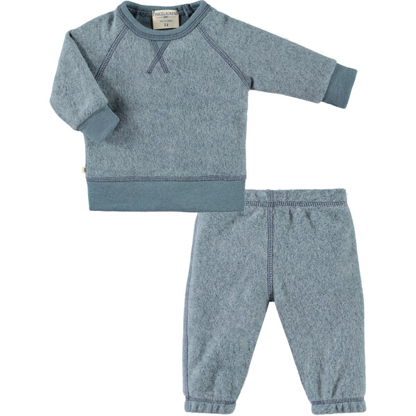 Baby Peace & Love Loungewear Set, Blue - Paige Lauren Tops | Maisonette