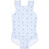 Girls Mosaic Blue Floral Ruffle Strap One Piece - One Pieces - 1 - thumbnail