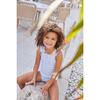 Girls Mosaic Blue Floral Ruffle Strap One Piece - One Pieces - 2