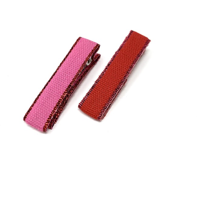 Ribbon Bar Clips, Hot Pink and Red LuluLuvs Hair Accessories