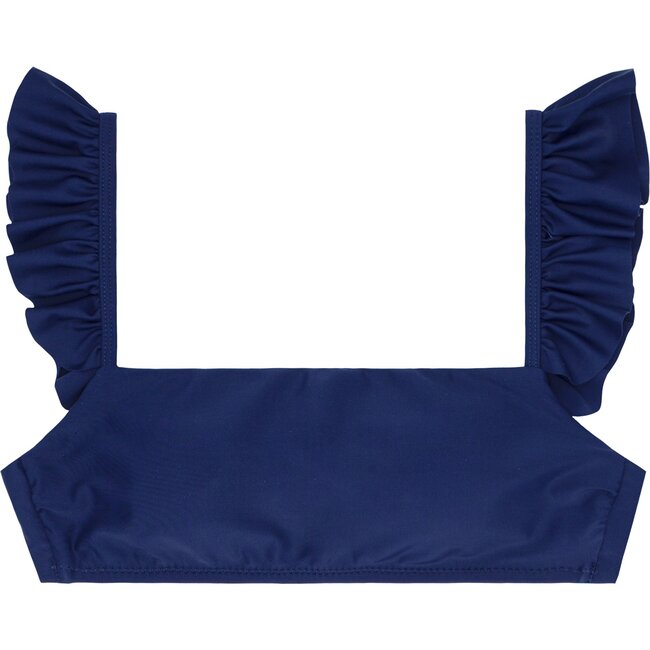 Women's Navy Ruffle Strap Bikini Top - Two Pieces - 1