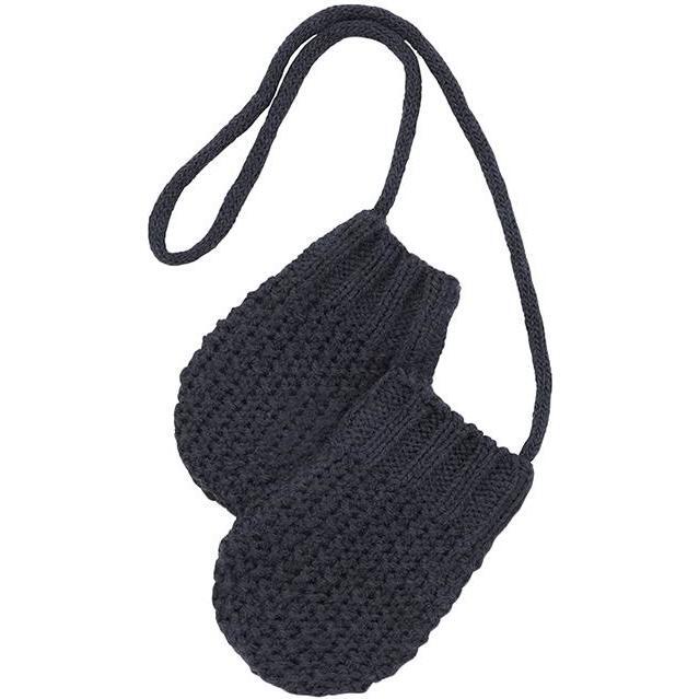 Grimsel Textured Knit Mittens, Navy Blue - Gloves - 1