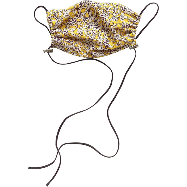 Womens Cotton Face Mask, Yellow Paisley Liberty - Face Masks - 1