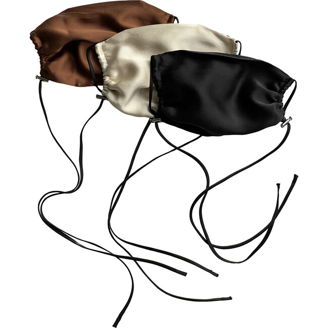Womens  Silk Face Mask 3 Pack, Black, Bone, and Bronze - Face Masks - 1