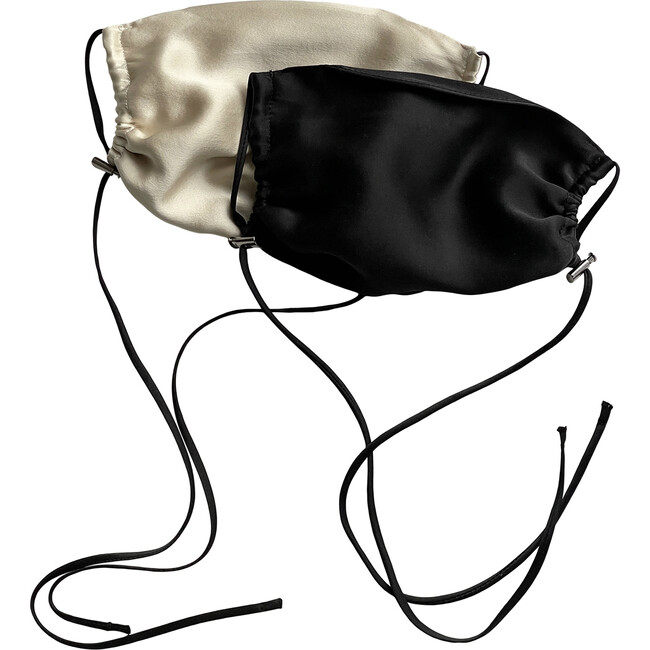 Womens  Silk Face Mask 2 Pack, Black & Bone - Face Masks - 1