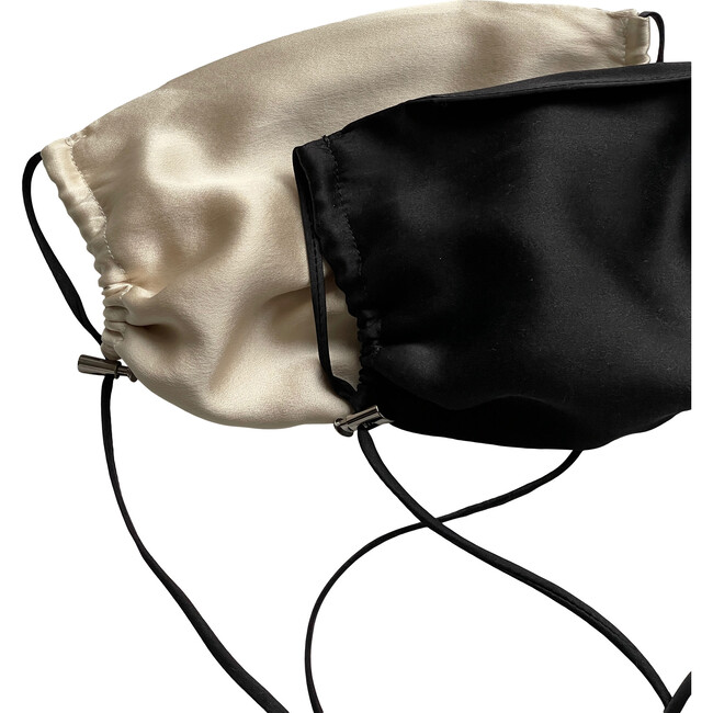 Womens  Silk Face Mask 2 Pack, Black & Bone - Face Masks - 2