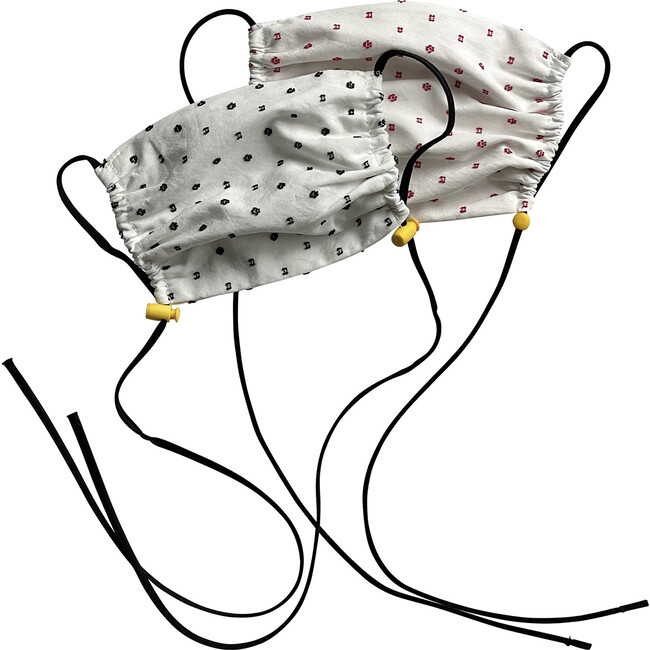 Kids Cotton Face Mask 2 Pack, Black Dot and Red Dot - Face Masks - 1