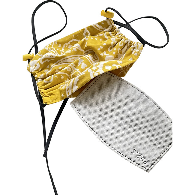 Kids  Cotton Face Mask, Yellow Large Print - Face Masks - 3