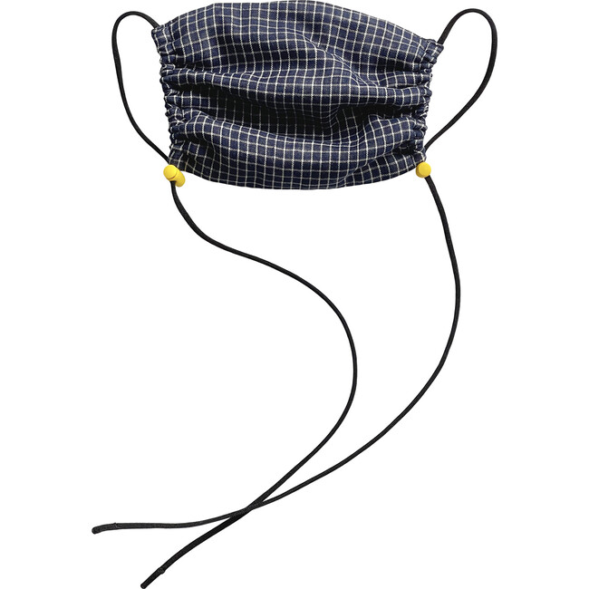 Kids Cotton Face Mask, Blue Check - Face Masks - 1