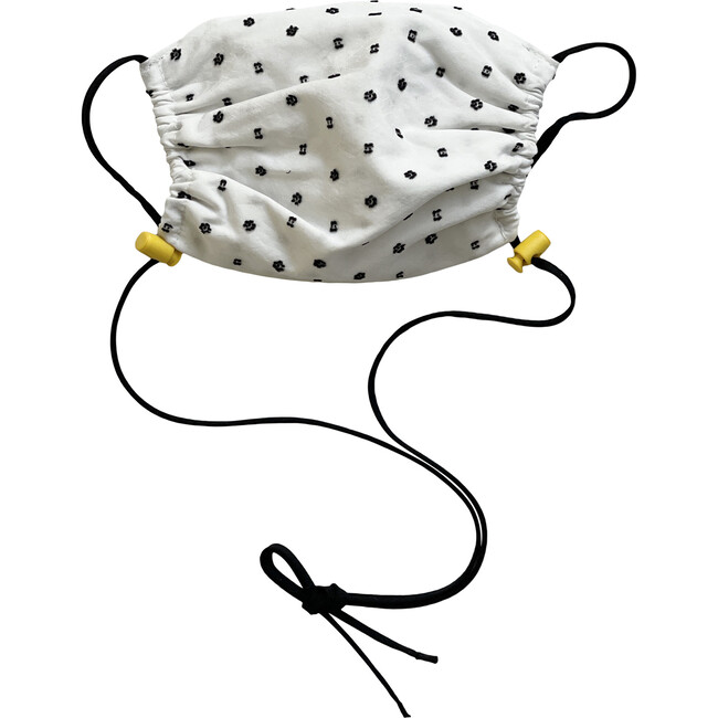 Kids  Cotton Face Mask, Black Swiss Dot - Face Masks - 1