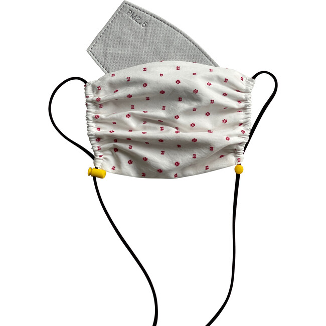 Kids  Cotton Face Mask, Red Swiss Dot - Face Masks - 3