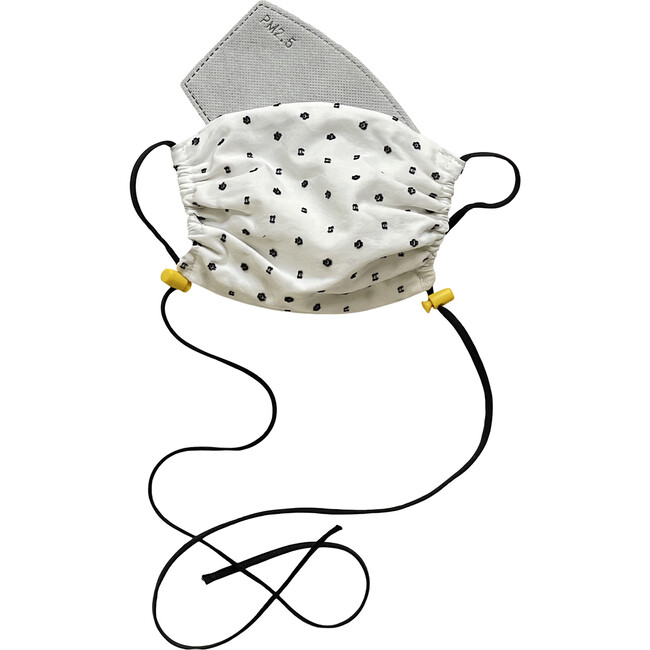 Kids  Cotton Face Mask, Black Swiss Dot - Face Masks - 3