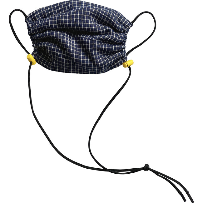Kids Cotton Face Mask, Blue Check - Face Masks - 4