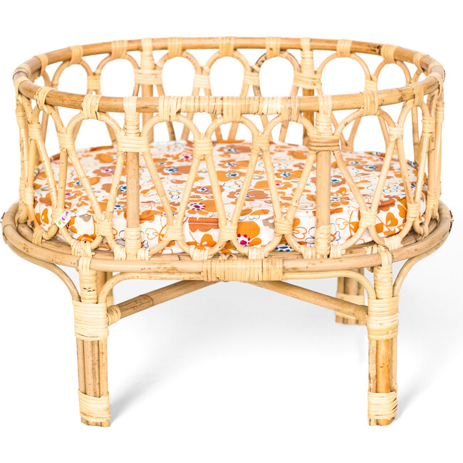 Rattan Doll Crib, Floral - Dollhouses - 1