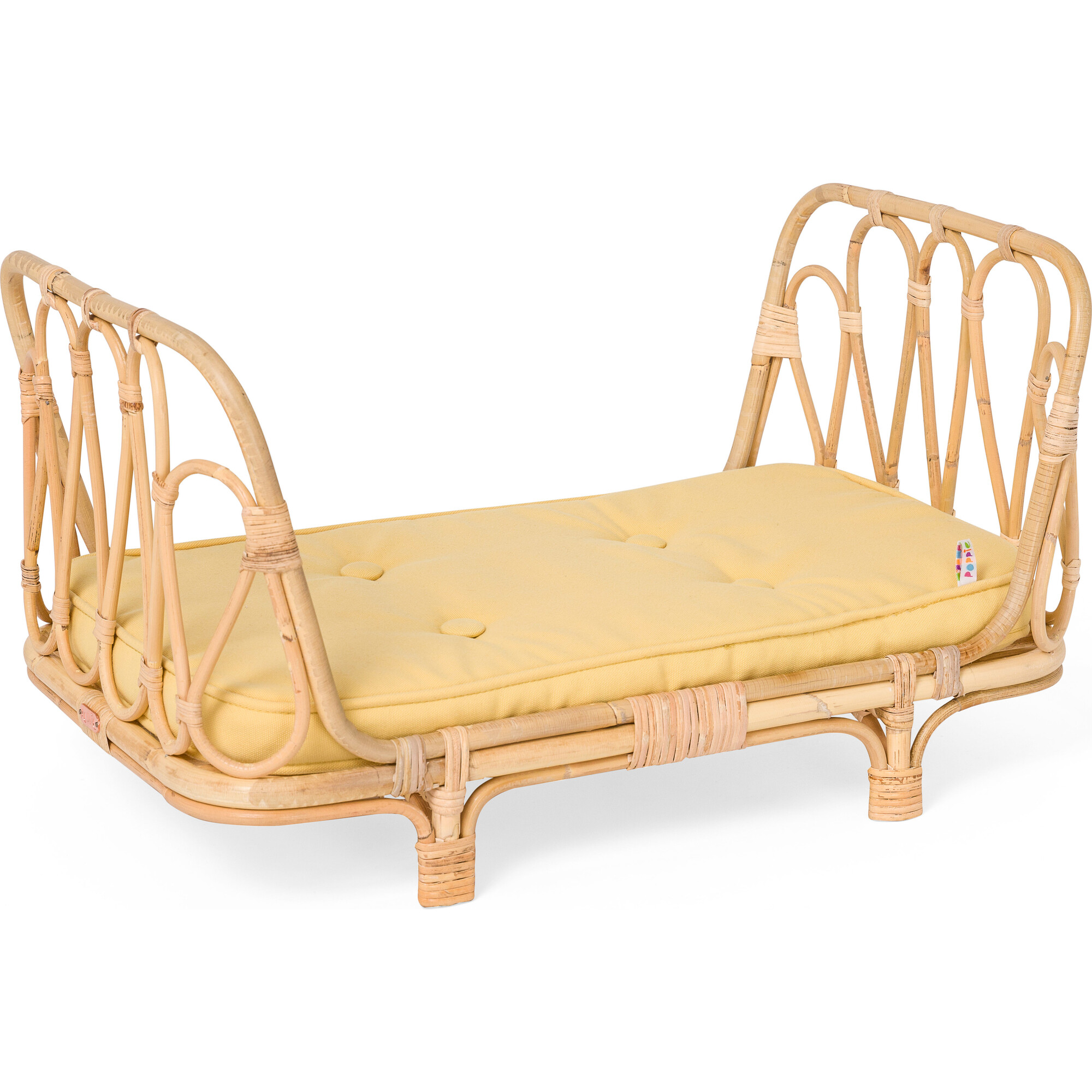 Rattan Doll Day Bed, Natural/Yellow - Dollhouses - 1