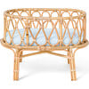 Rattan Doll Crib, Natural/Blue - Dollhouses - 1 - thumbnail