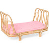 Rattan Doll Day Bed, Natural/Pink - Dollhouses - 1 - thumbnail