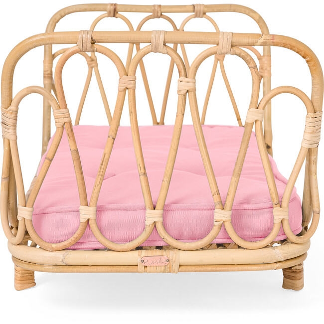 Rattan Doll Day Bed, Natural/Pink