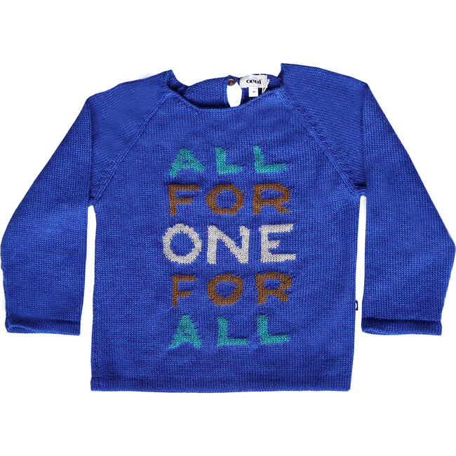 *Exclusive* All For One Raglan Sweater, Cobalt Blue - Sweaters - 1