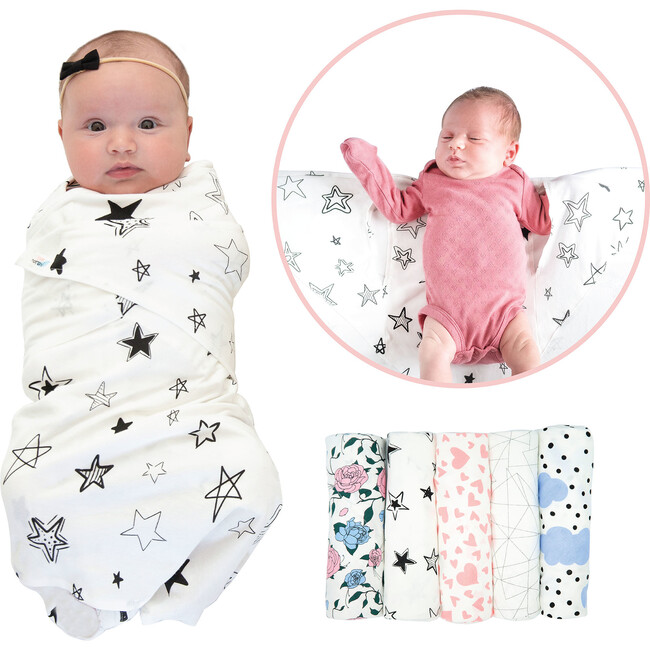 Snugababe Swaddle, Black and White Stars - Swaddles - 3