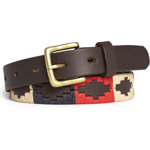 Mens Americano Polo Belt, Red, Navy, & Wheat - Belts - 1