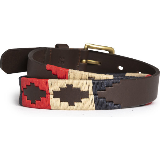 Mens Americano Polo Belt, Red, Navy, & Wheat - Belts - 2