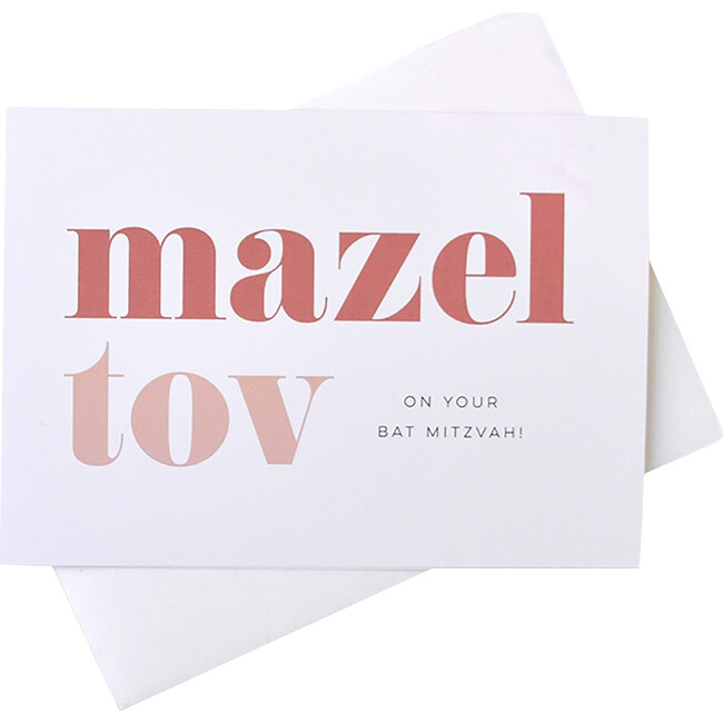 Bat Mitzvah Mazel Tov Greeting Cards - Boxed Set of 6, Pink - Paper Goods - 1