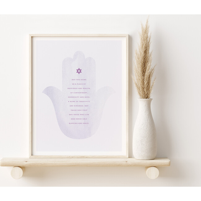 Framed Hamsa Home Blessing Art Print, Lavender - Art - 2