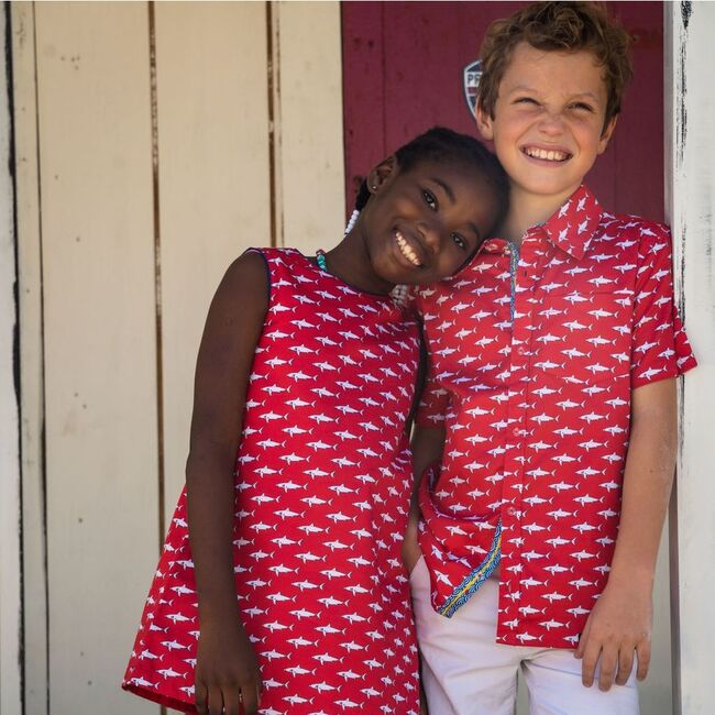 Mako Sharks Shift Dress, Red - Dresses - 4