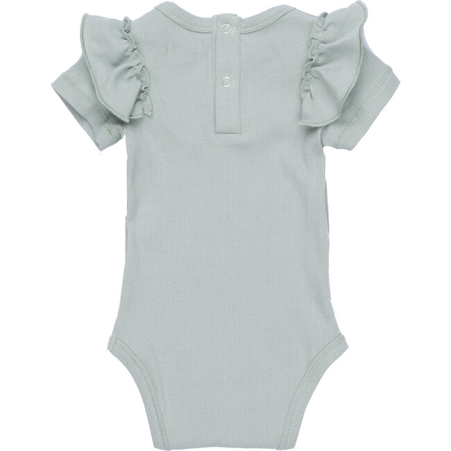 Baby Eden Ruffle Shoulder Bodysuit, Dusty Blue