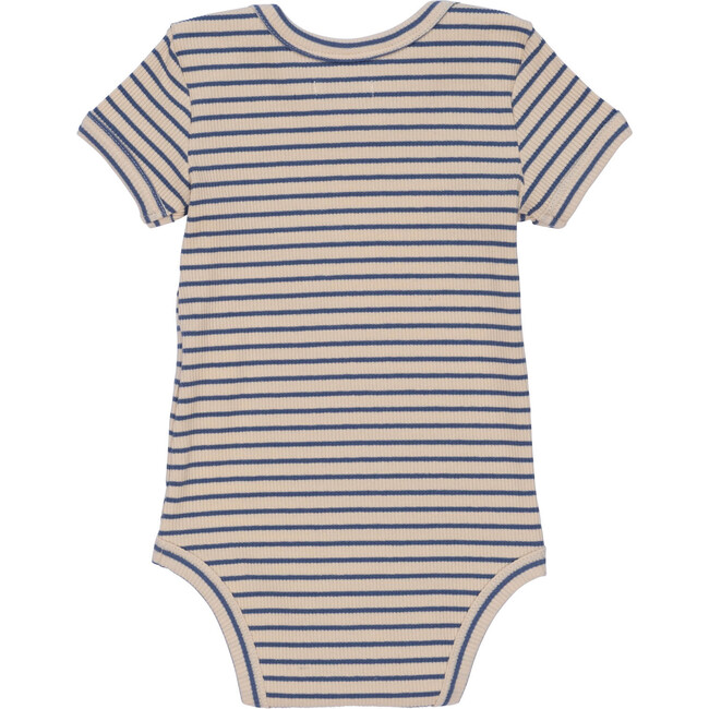 Baby Perry Short Sleeve Bodysuit, Blue & Natural Stripe