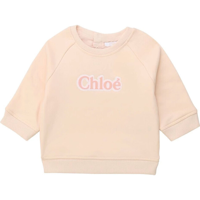 Pink Logo Sweatshirt, Pale Pink - Sweatshirts - 1