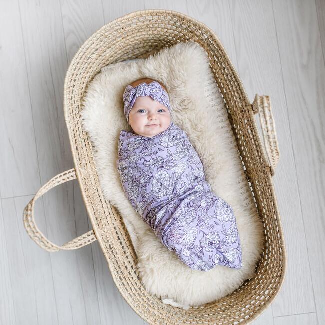 Bamboo Swaddle & Headband Set, Peonies - Mixed Accessories Set - 2