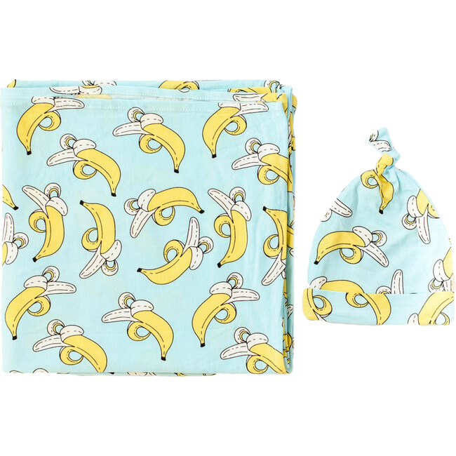 Bamboo Swaddle & Hat Set, Banana Print - Mixed Accessories Set - 1