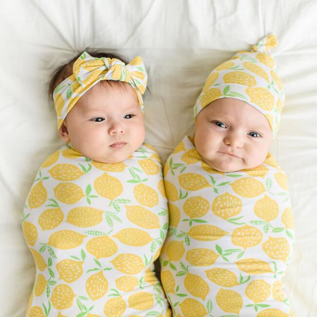 Bamboo Swaddle & Hat Set, Lemons - Mixed Accessories Set - 3