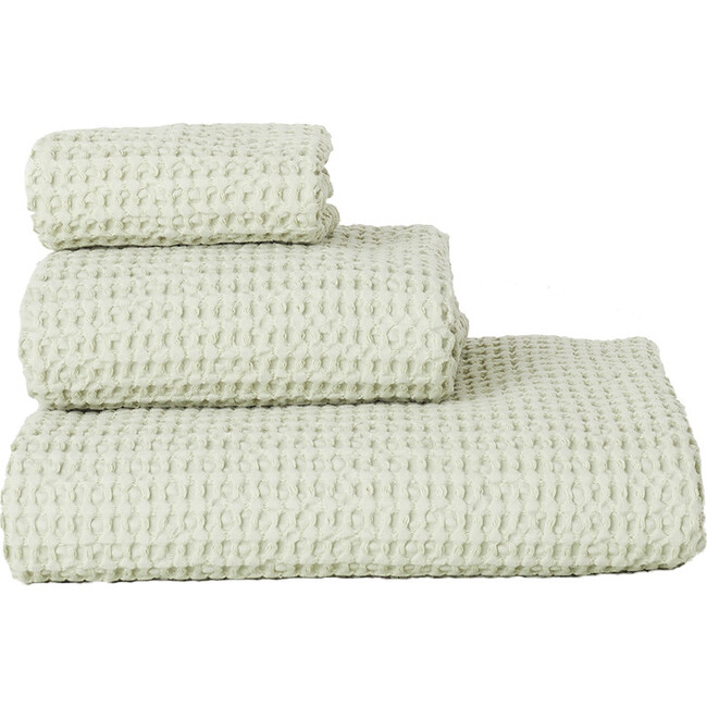 Set of 2 Simple Waffle Washcloths, Sage - Towels - 1