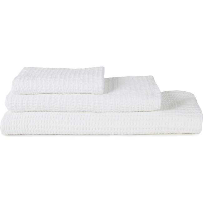 Set of 2 Simple Waffle Washcloths, White - Towels - 1